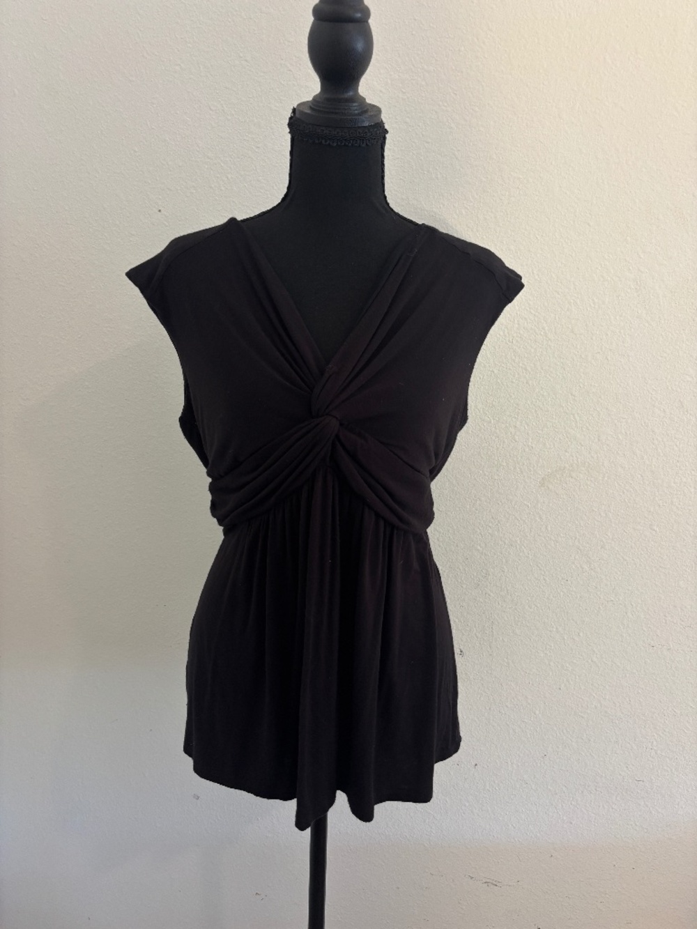 2000s Black Alfani Knotted Baby Doll Top